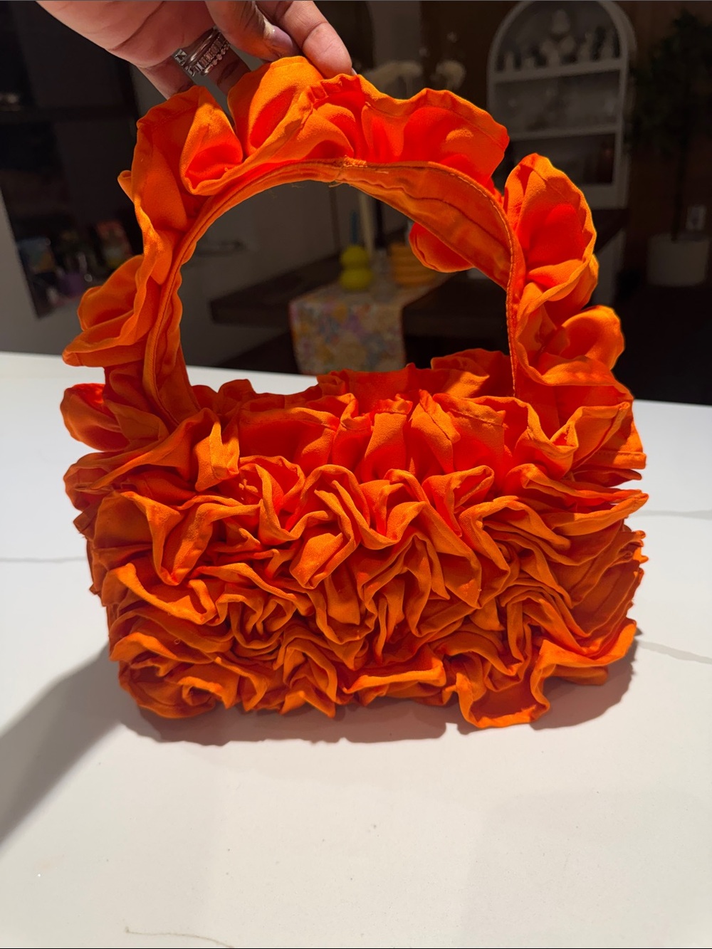 Zara Bright Orange Ruffle Mini Bag